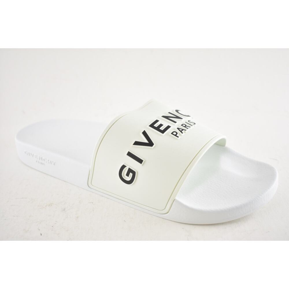Givenchy Mens Pool Flat White Black Logo Rubber Beach Sandal Slide Slip On 45 12 - Picture 4 of 16